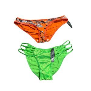 BodyZone Panty orange & grey print cebra & Metalic Green elastic back one size